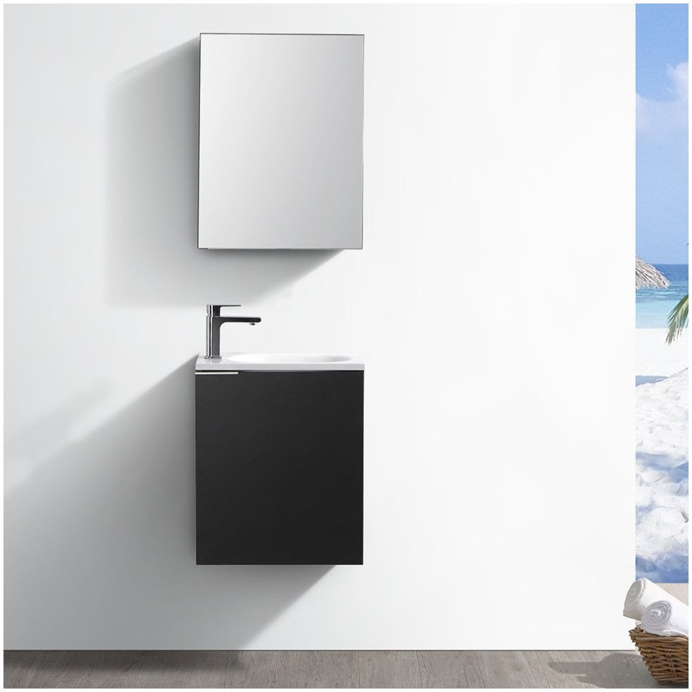 Fresca Valencia 20" Black Wall Hung Modern Bathroom Vanity w/ Medicine Cabinet