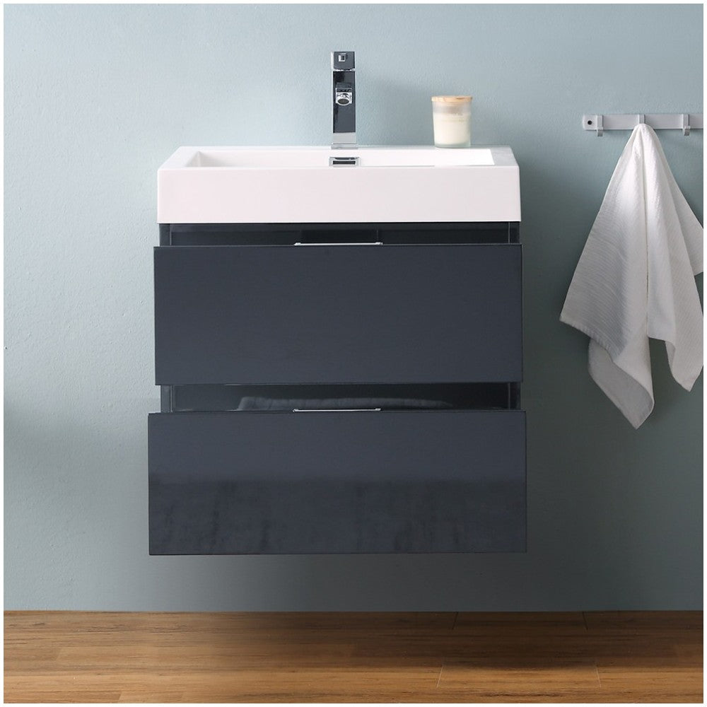 Fresca Valencia 24" Dark Slate Gray Wall Hung Modern Bathroom Vanity