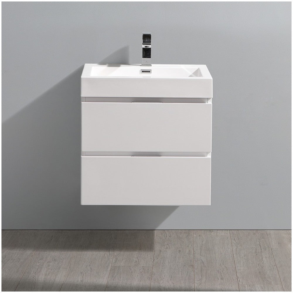 Fresca Valencia 24" Glossy White Wall Hung Modern Bathroom Vanity