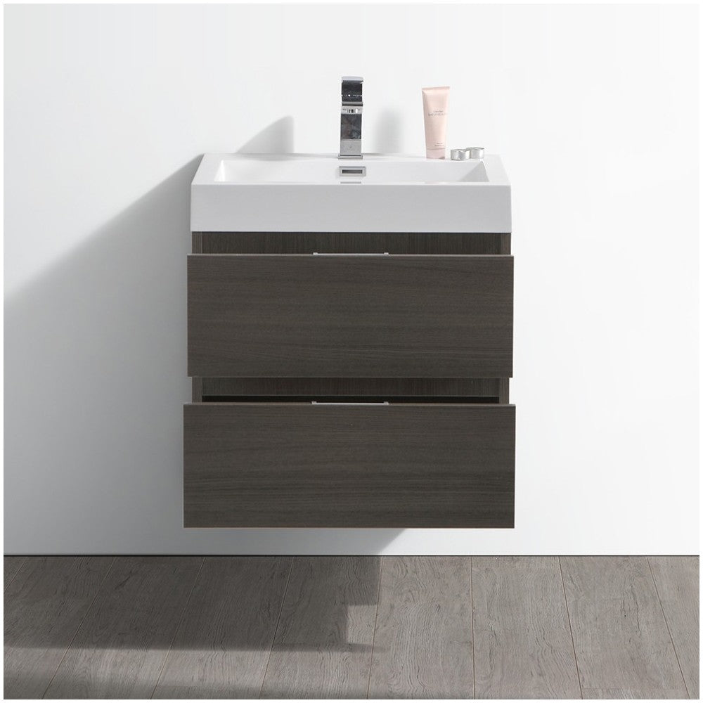 Fresca Valencia 24" Gray Oak Wall Hung Modern Bathroom Vanity