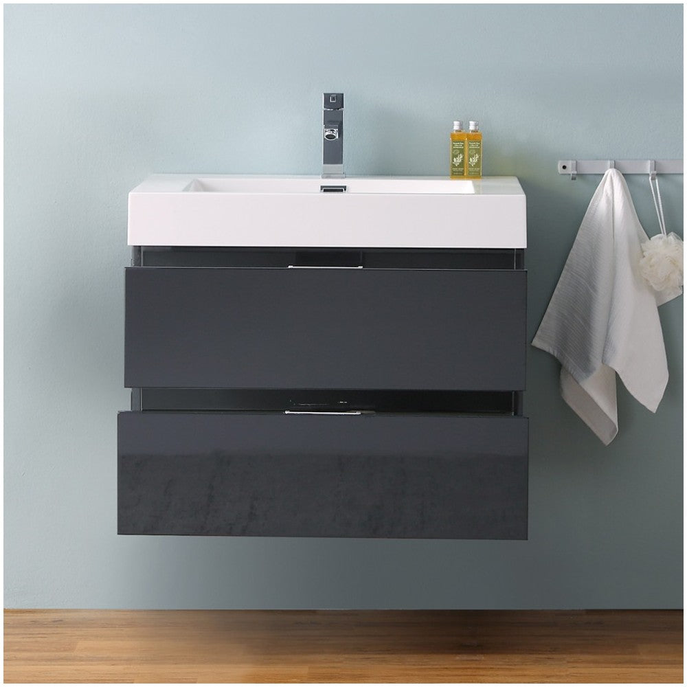 Fresca Valencia 30" Dark Slate Gray Wall Hung Modern Bathroom Vanity