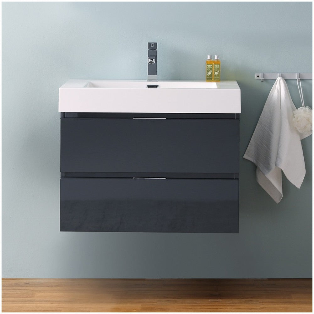 Fresca Valencia 30" Dark Slate Gray Wall Hung Modern Bathroom Vanity