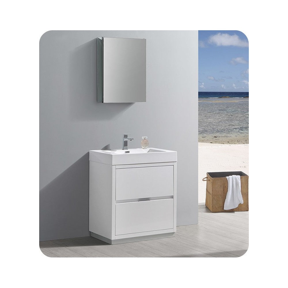 Fresca Valencia 30" Glossy White Free Standing Modern Bathroom Vanity