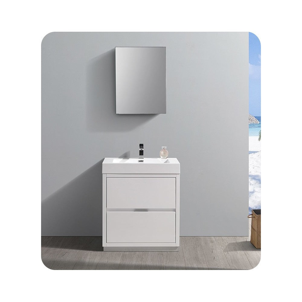 Fresca Valencia 30" Glossy White Free Standing Modern Bathroom Vanity