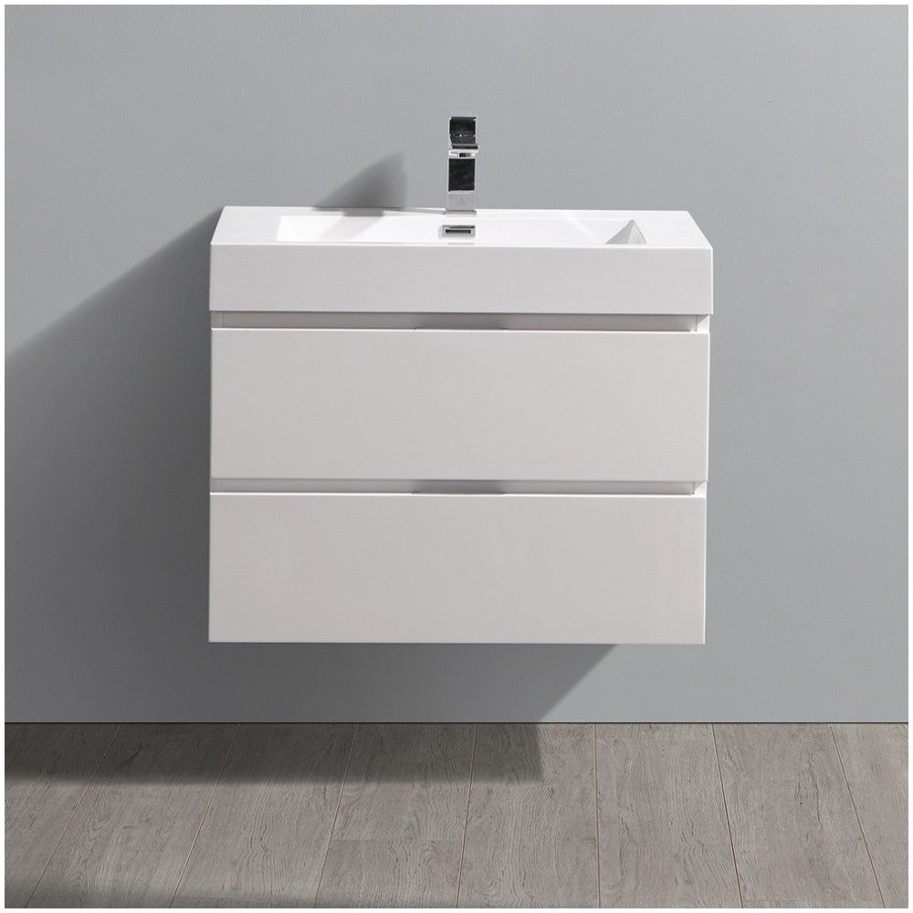 Fresca Valencia 30" Glossy White Wall Hung Modern Bathroom Vanity