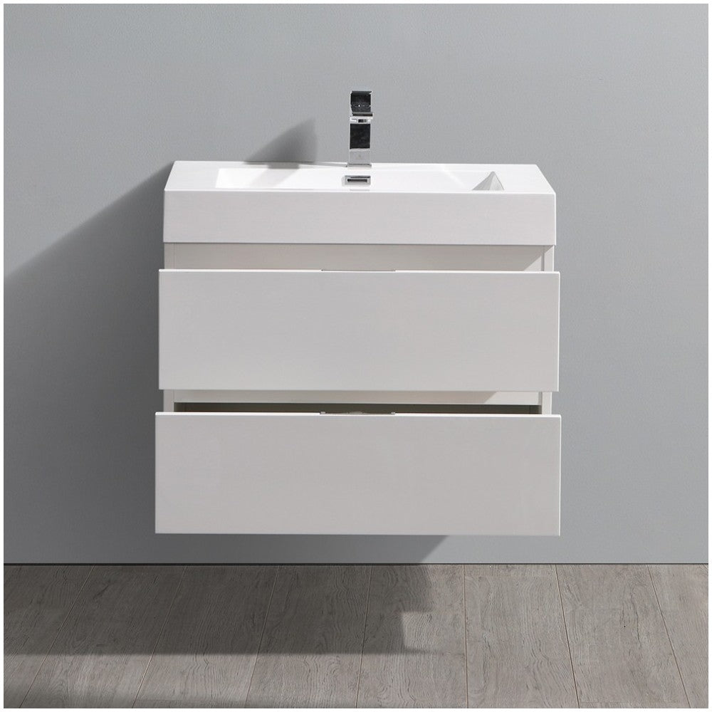 Fresca Valencia 30" Glossy White Wall Hung Modern Bathroom Vanity