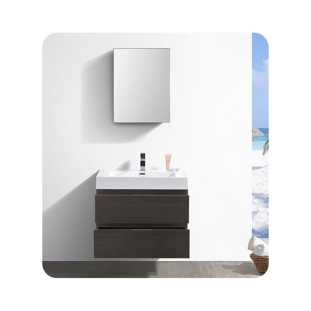 Fresca Valencia 30" Gray Oak Wall Hung Modern Bathroom Vanity