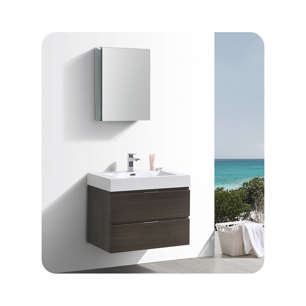 Fresca Valencia 30" Gray Oak Wall Hung Modern Bathroom Vanity