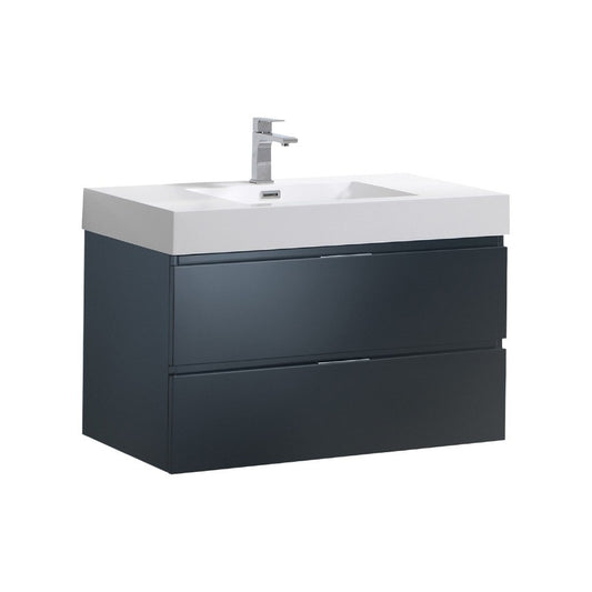 Fresca Valencia 36" Dark Slate Gray Wall Hung Modern Bathroom Vanity