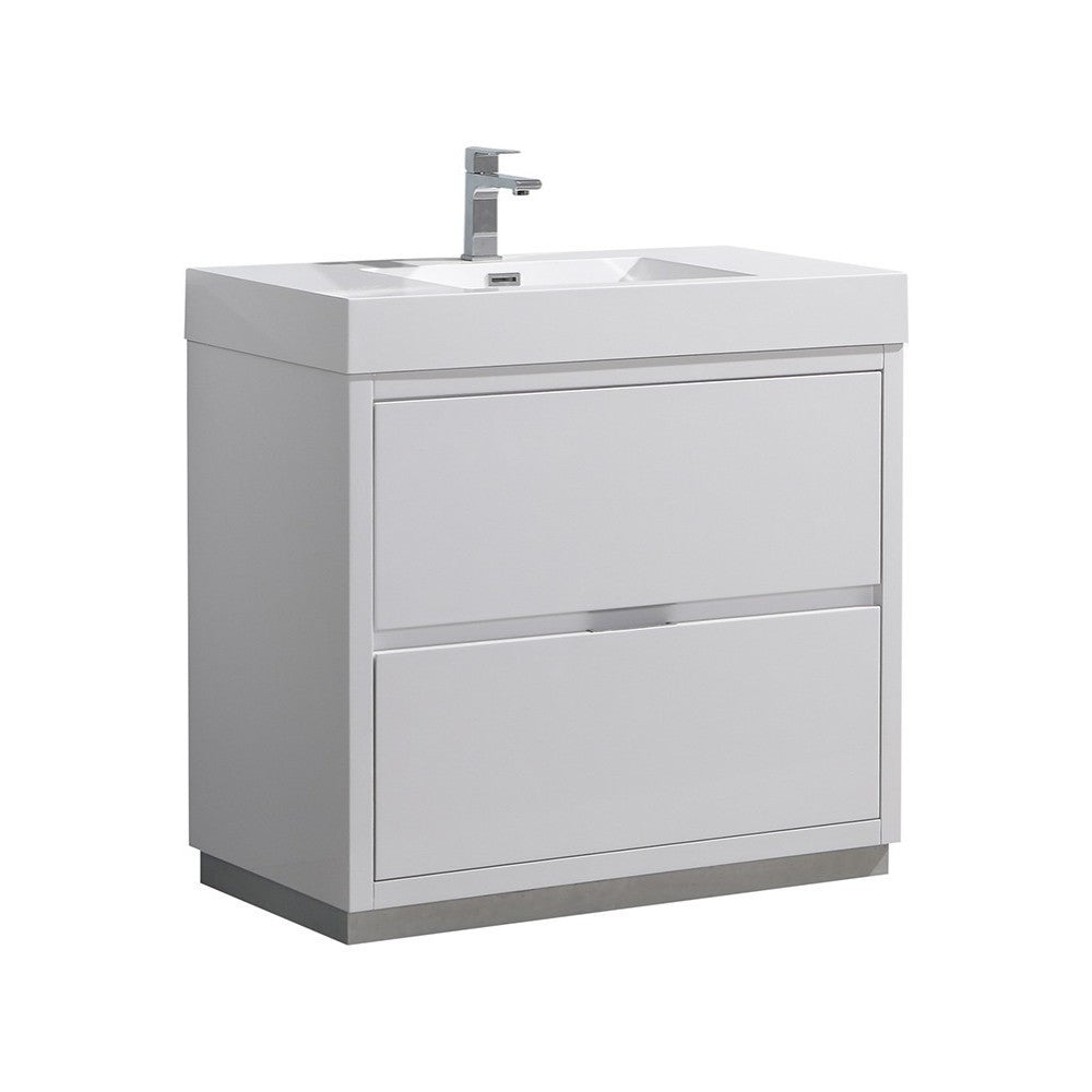 Fresca Valencia 36" Glossy White Free Standing Modern Bathroom Vanity