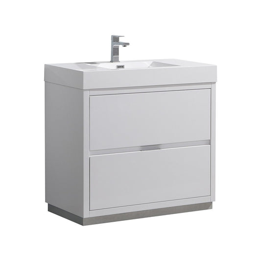 Fresca Valencia 36" Glossy White Free Standing Modern Bathroom Vanity