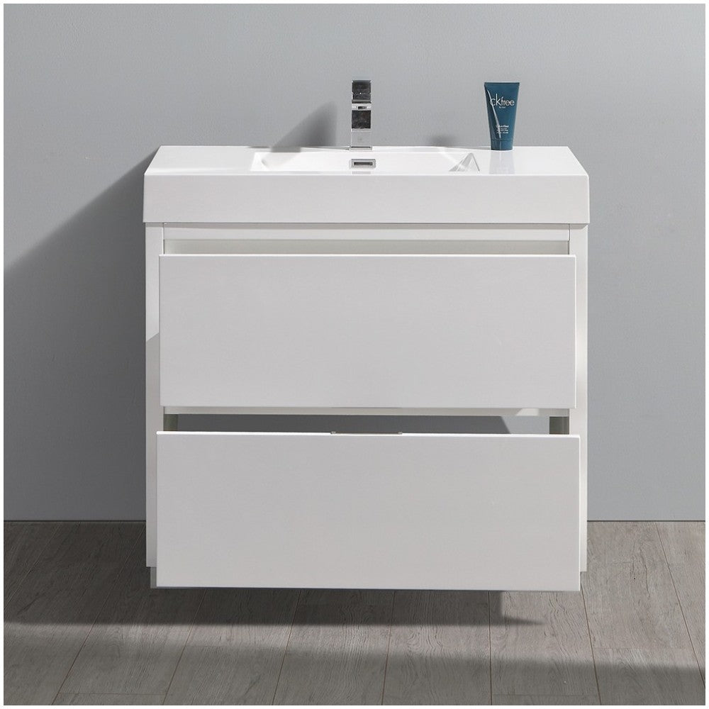 Fresca Valencia 36" Glossy White Free Standing Modern Bathroom Vanity