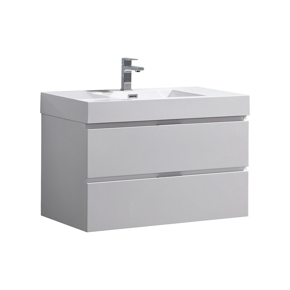 Fresca Valencia 36" Glossy White Wall Hung Modern Bathroom Vanity