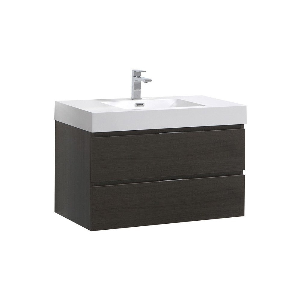 Fresca Valencia 36" Gray Oak Wall Hung Modern Bathroom Vanity