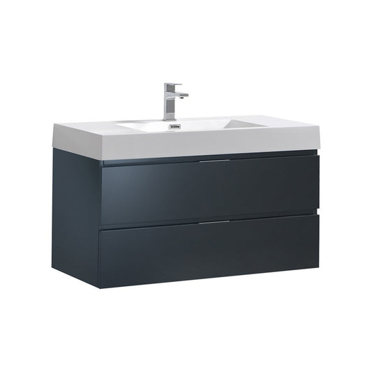 Fresca Valencia 40" Dark Slate Gray Wall Hung Modern Bathroom Vanity