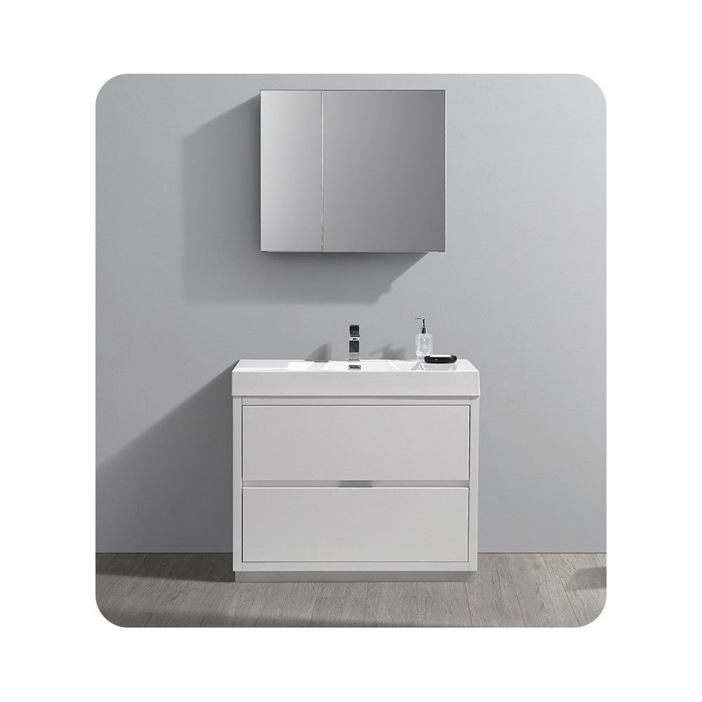 Fresca Valencia 40" Glossy White Free Standing Modern Bathroom Vanity