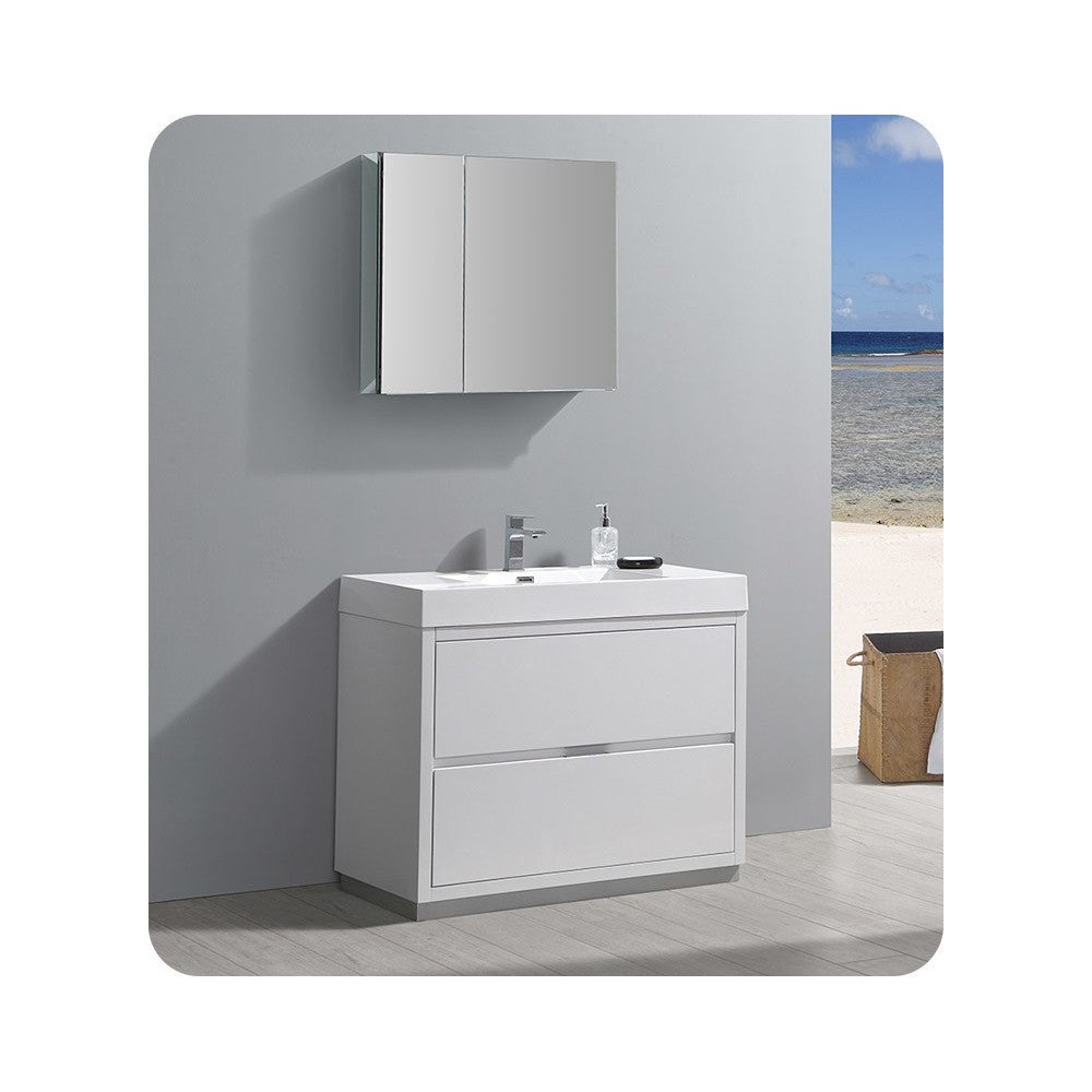 Fresca Valencia 40" Glossy White Free Standing Modern Bathroom Vanity