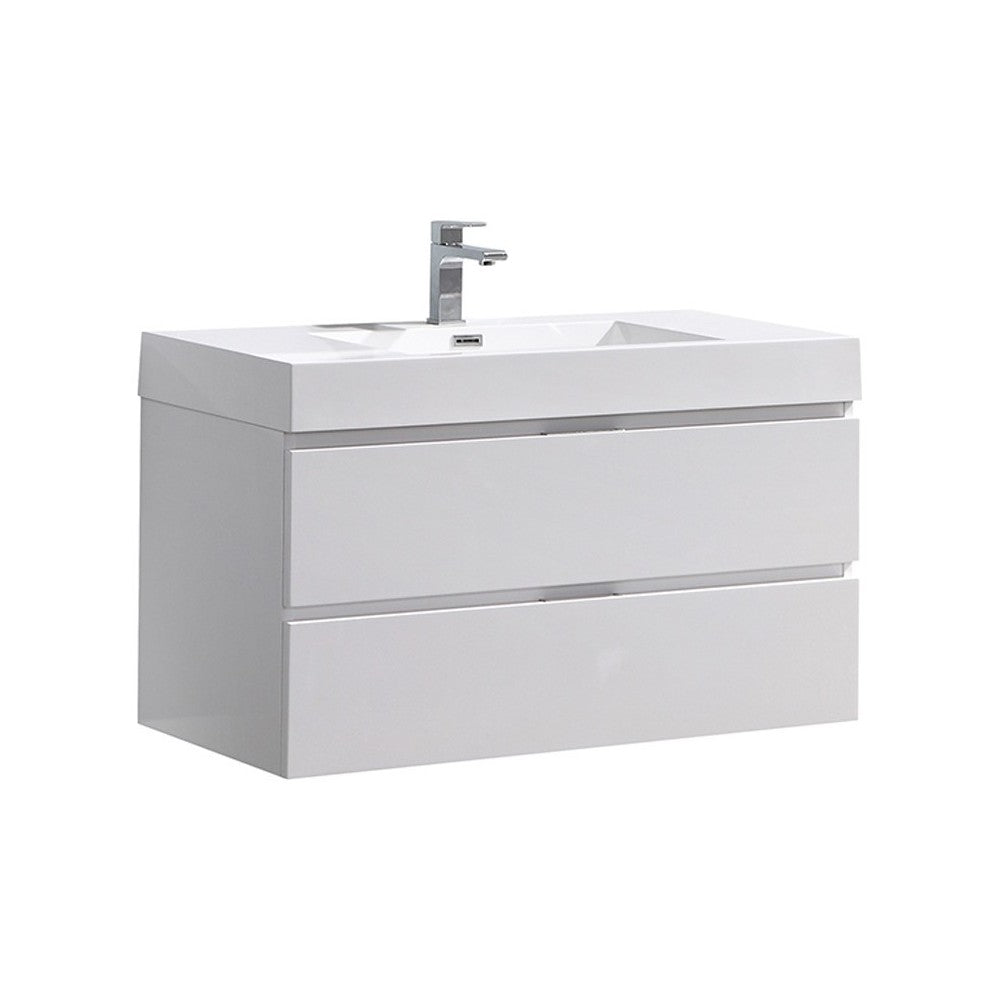 Fresca Valencia 40" Glossy White Wall Hung Modern Bathroom Vanity