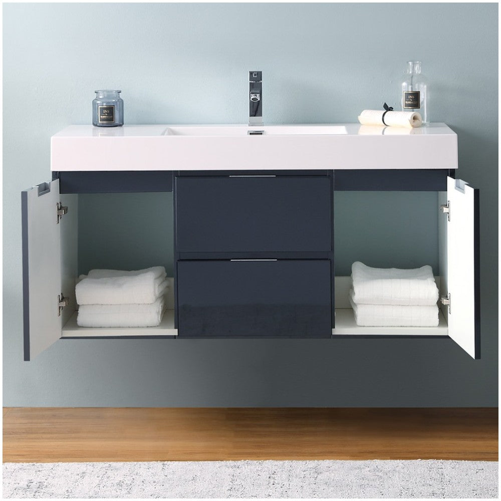 Fresca Valencia 48" Dark Slate Gray Wall Hung Modern Bathroom Vanity