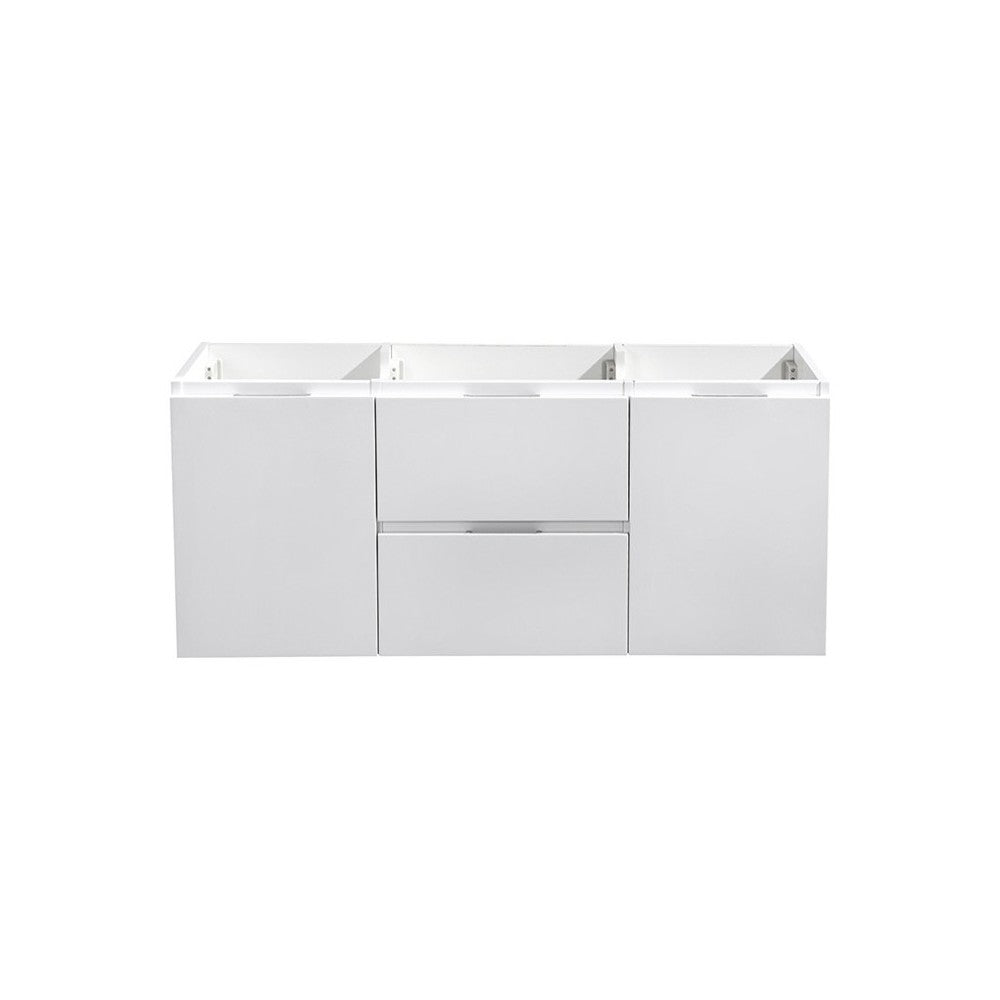Fresca Valencia 48" Glossy White Wall Hung Double Sink Modern Bathroom Cabinet