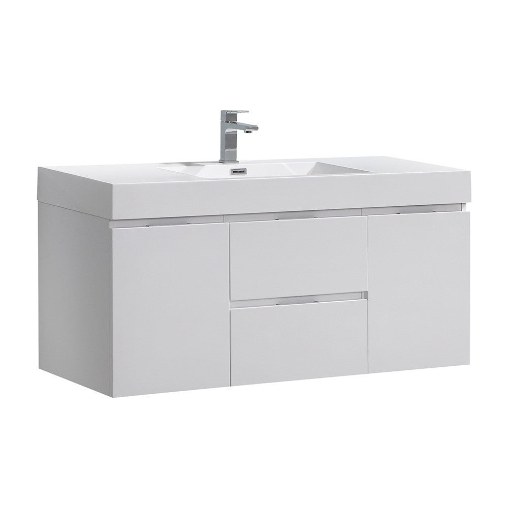 Fresca Valencia 48" Glossy White Wall Hung Modern Bathroom Vanity