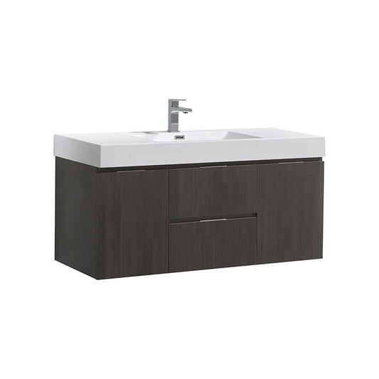 Fresca Valencia 48" Gray Oak Wall Hung Modern Bathroom Vanity