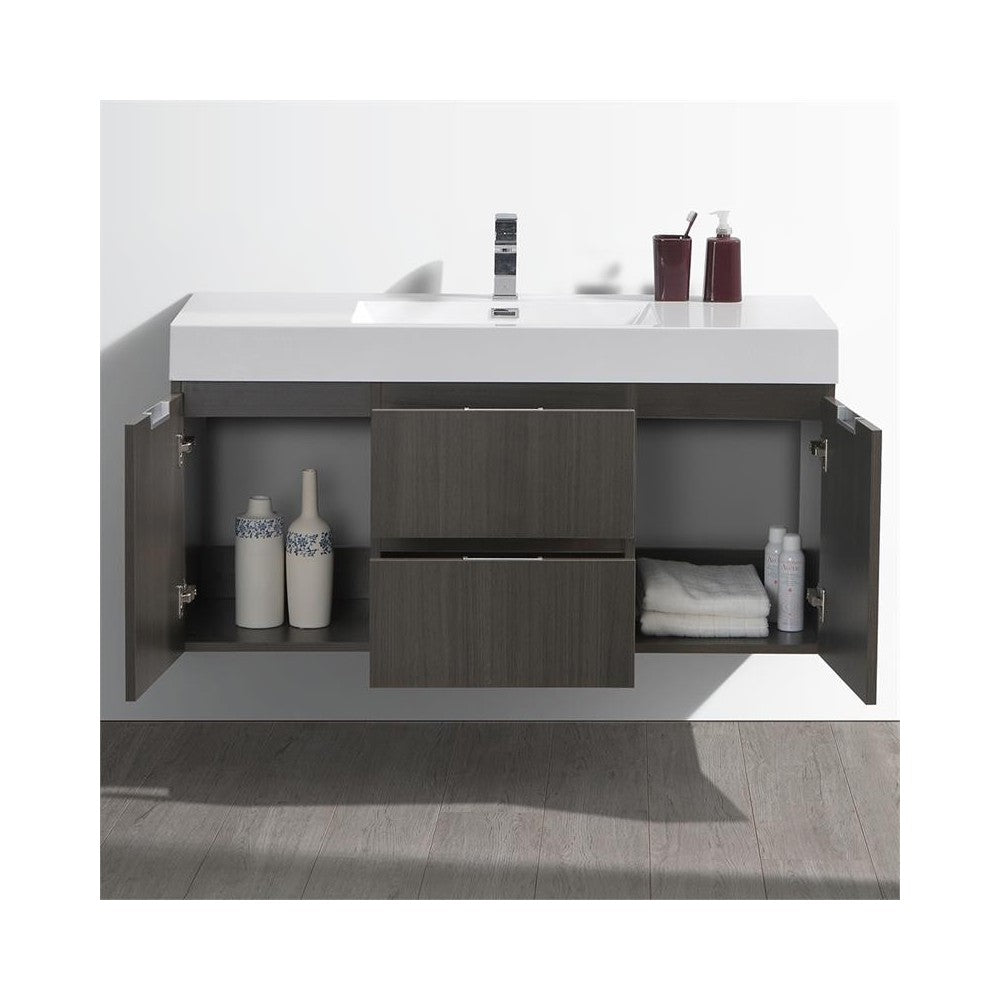 Fresca Valencia 48" Gray Oak Wall Hung Modern Bathroom Vanity