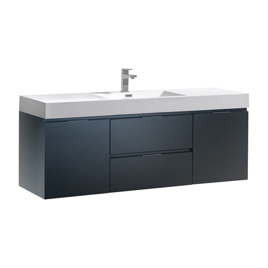 Fresca Valencia 60" Dark Slate Gray Wall Hung Modern Bathroom Vanity