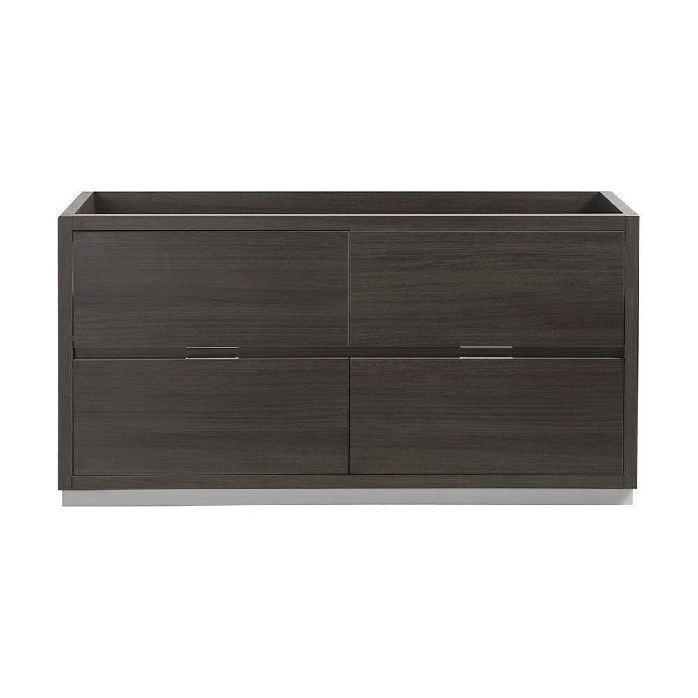 Fresca Valencia 60" Gray Oak Free Standing Double Sink Modern Bathroom Cabinet