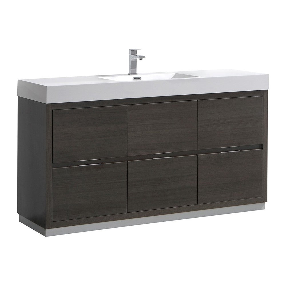 Fresca Valencia 60" Gray Oak Free Standing Modern Bathroom Vanity
