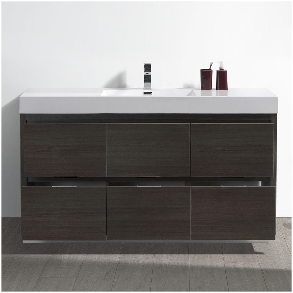 Fresca Valencia 60" Gray Oak Free Standing Modern Bathroom Vanity
