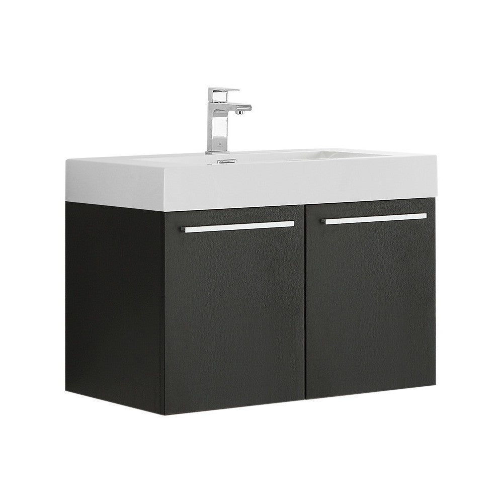Fresca Vista 30" Black Wall Hung Modern Bathroom Cabinet w/ Integrated Sink