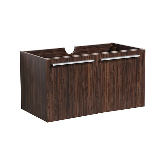 Fresca Vista 30" Walnut Wall Hung Modern Bathroom Cabinet