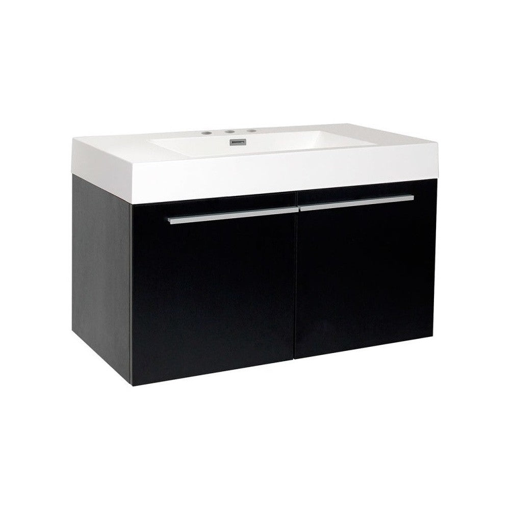 Fresca Vista 36" Black Modern Bathroom Cabinet w/ Integrated Sink