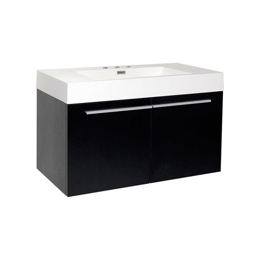 Fresca Vista 36" Black Modern Bathroom Cabinet w/ Integrated Sink