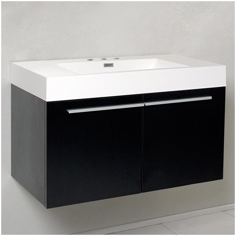Fresca Vista 36" Black Modern Bathroom Cabinet w/ Integrated Sink