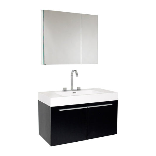 Fresca Vista 36" Black Modern Bathroom Vanity w/ Medicine Cabinet