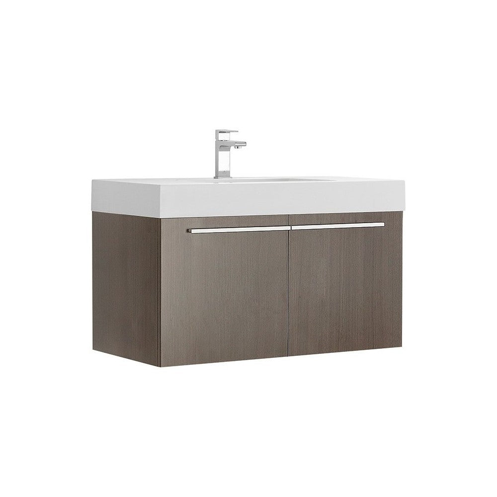 Fresca Vista 36" Gray Oak Modern Bathroom Cabinet w/ Integrated Sink