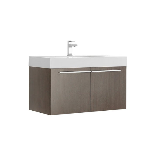 Fresca Vista 36" Gray Oak Modern Bathroom Cabinet w/ Integrated Sink