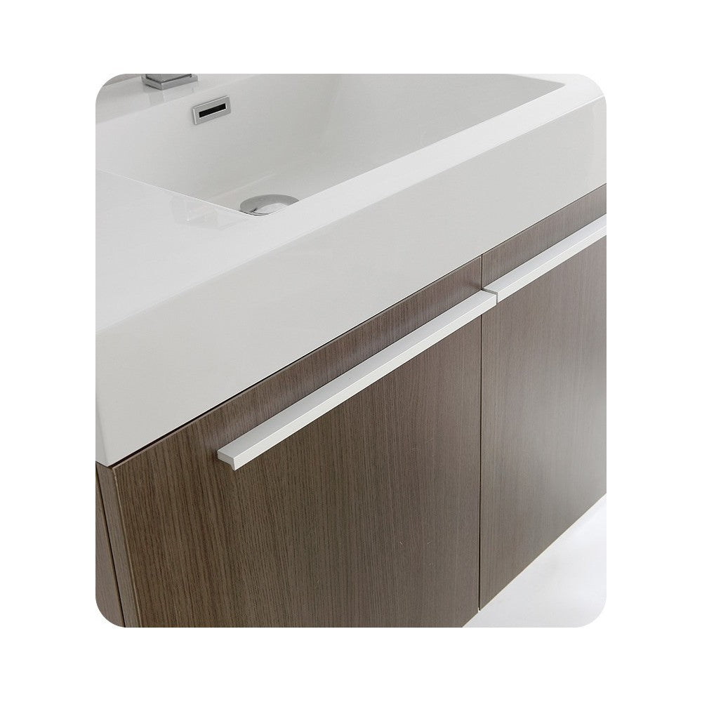 Fresca Vista 36" Gray Oak Modern Bathroom Cabinet w/ Integrated Sink