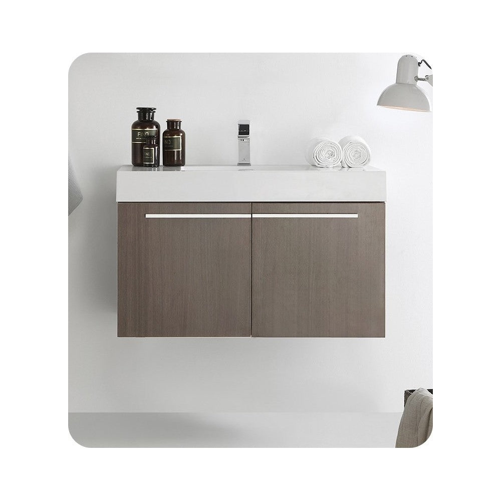 Fresca Vista 36" Gray Oak Modern Bathroom Cabinet w/ Integrated Sink
