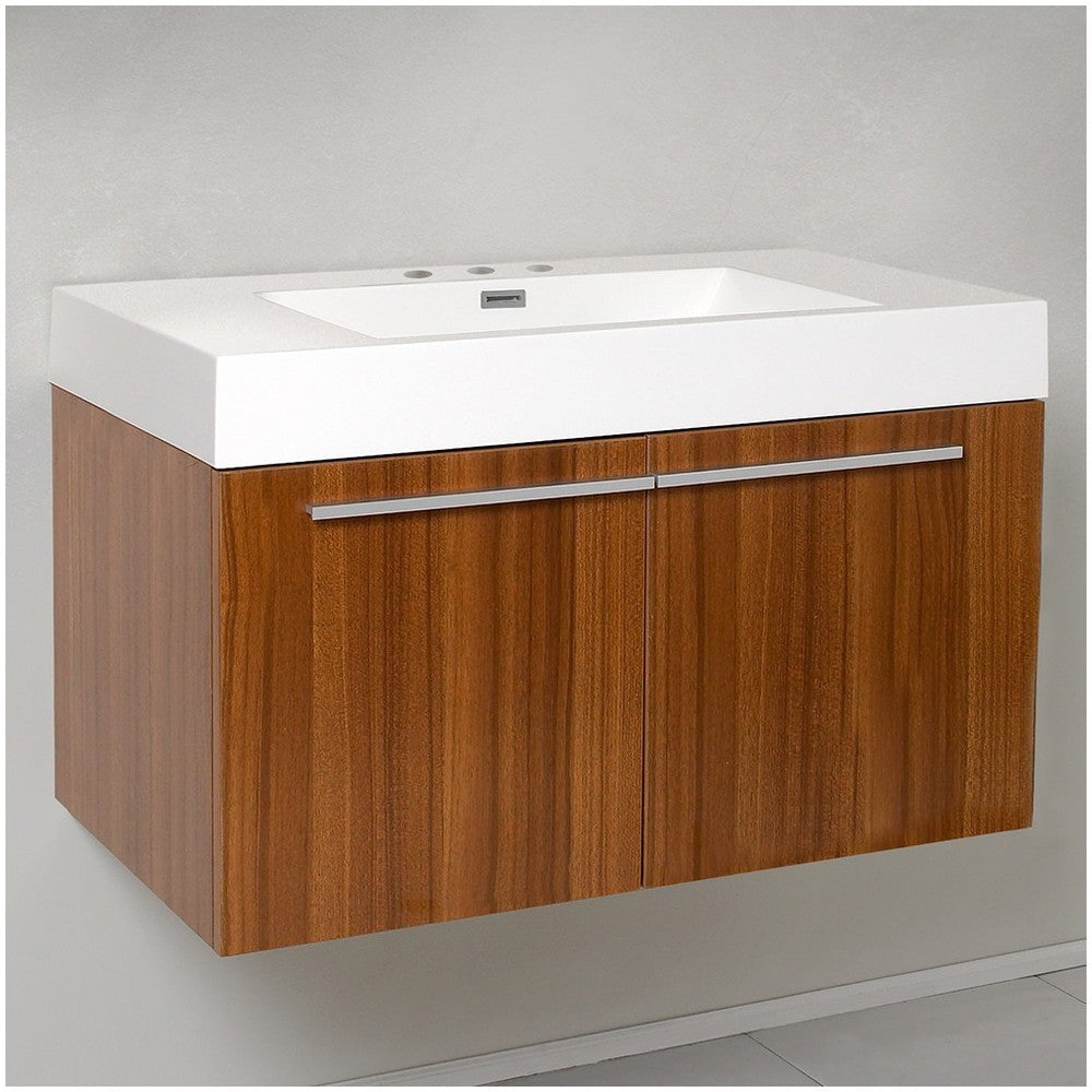 Fresca Vista 36" Teak Modern Bathroom Cabinet w/ Integrated Sink