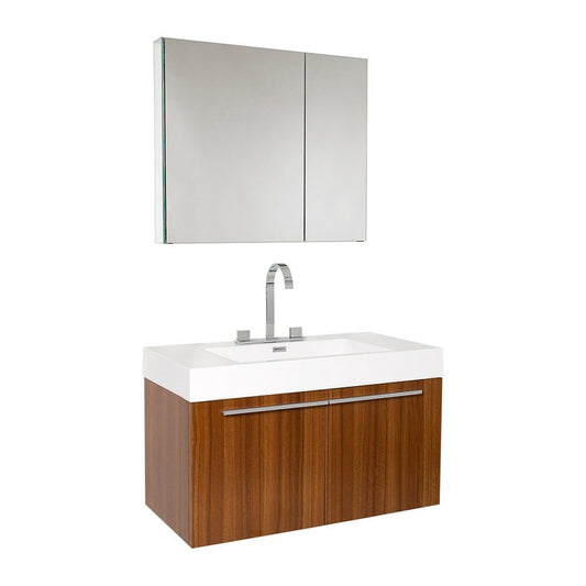 Fresca Vista 36" Teak Modern Bathroom Vanity w/ Medicine Cabinet