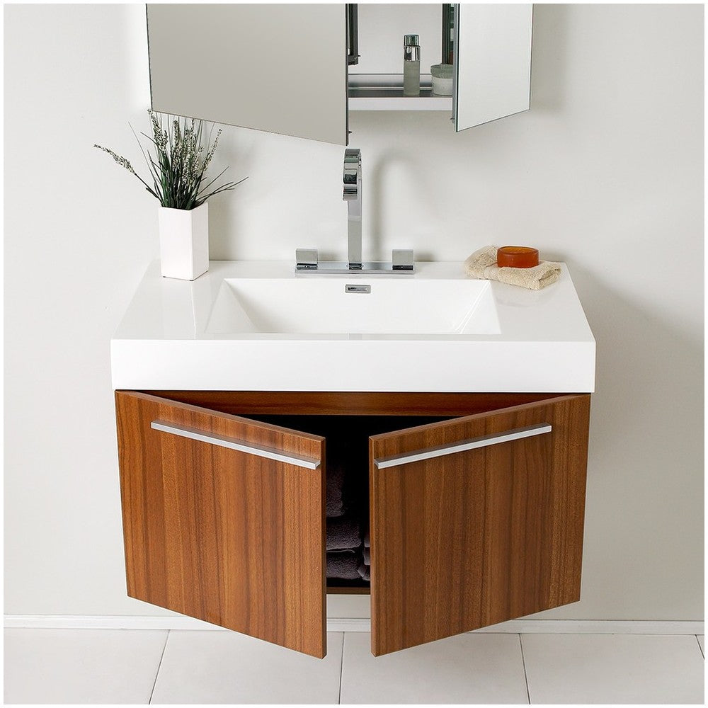 Fresca Vista 36" Teak Modern Bathroom Vanity w/ Medicine Cabinet