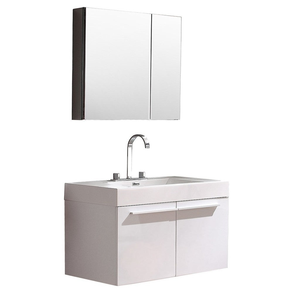 Fresca Vista 36" White Modern Bathroom Vanity w/ Medicine Cabinet