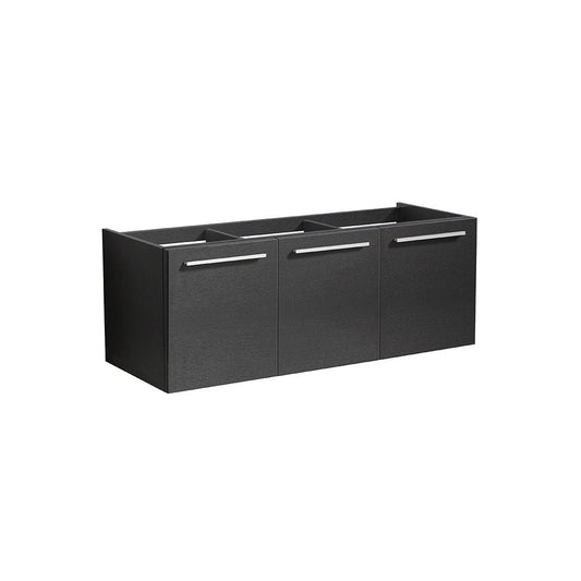 Fresca Vista 48" Black Wall Hung Double Sink Modern Bathroom Cabinet