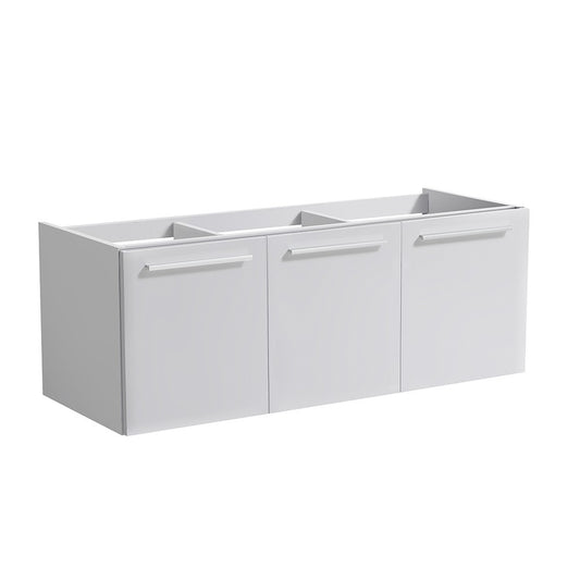 Fresca Vista 48" White Wall Hung Double Sink Modern Bathroom Cabinet