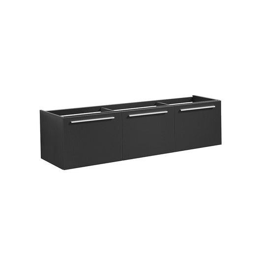 Fresca Vista 60" Black Wall Hung Double Sink Modern Bathroom Cabinet