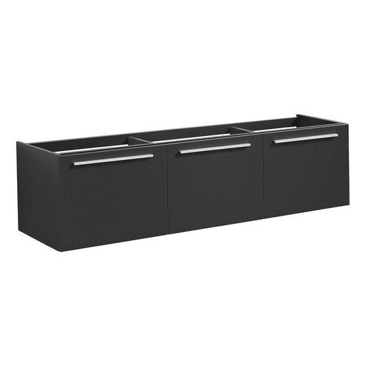 Fresca Vista 60" Black Wall Hung Single Sink Modern Bathroom Cabinet