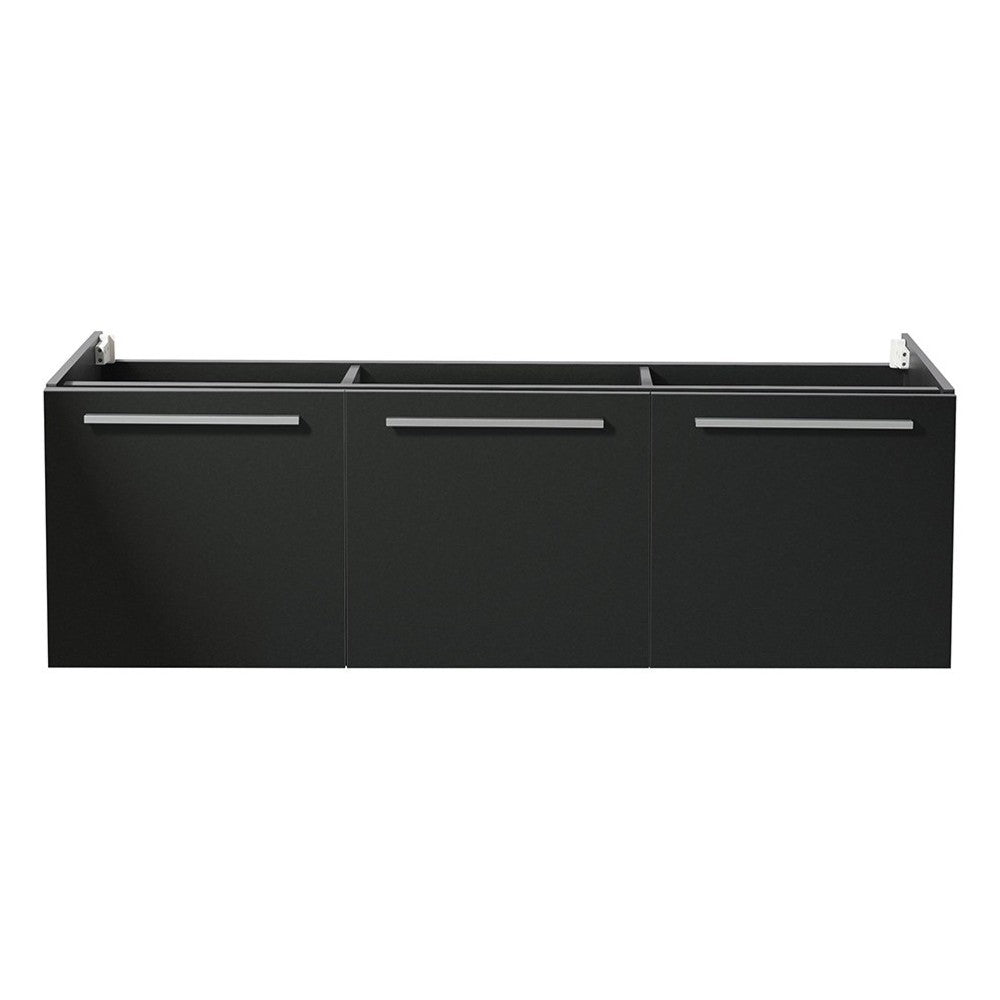 Fresca Vista 60" Black Wall Hung Single Sink Modern Bathroom Cabinet